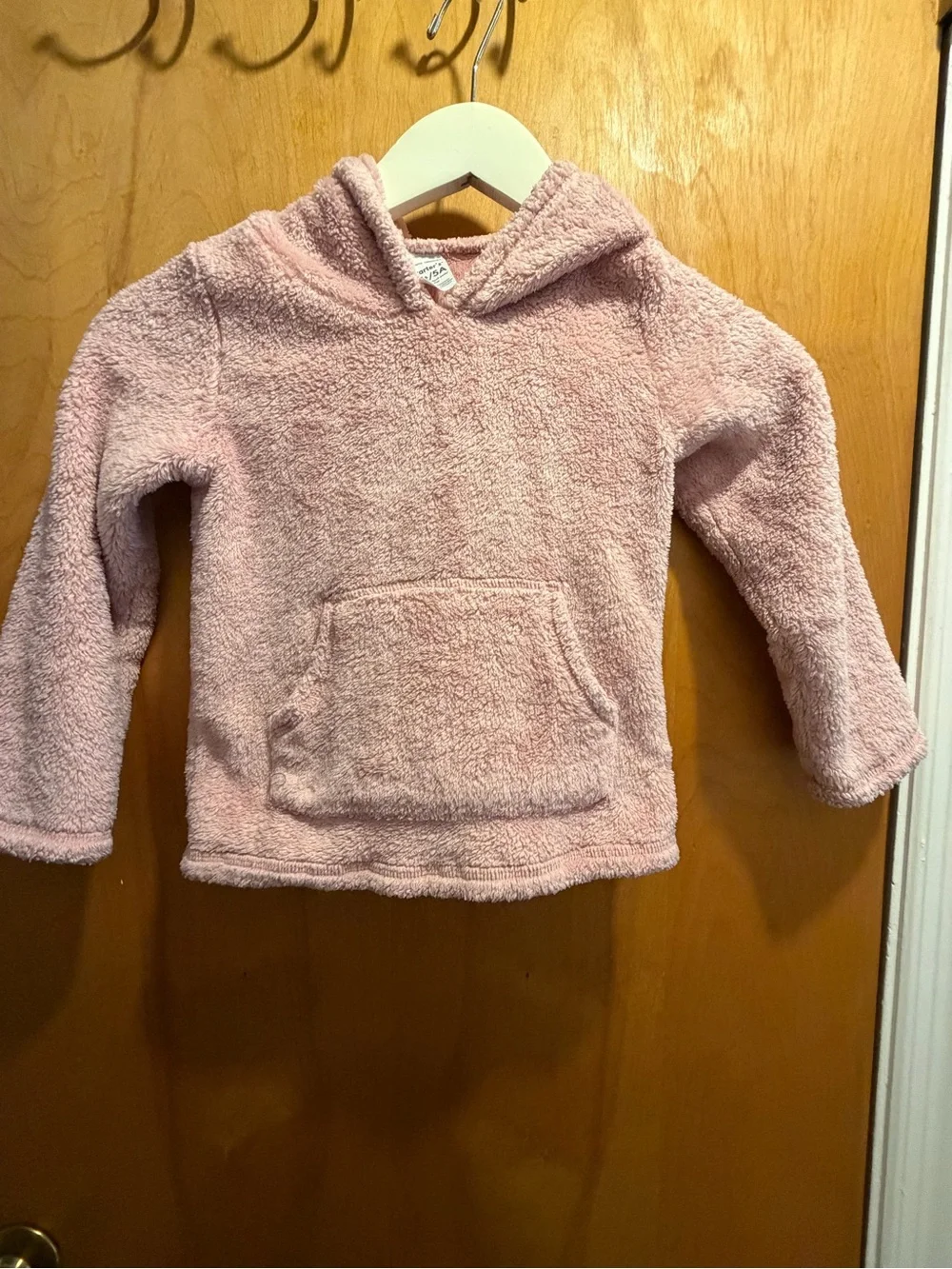 Carter's Plush Hooded Crewneck Sweater in Soft Pink